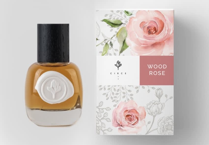 Perfume label design with a wax seal label