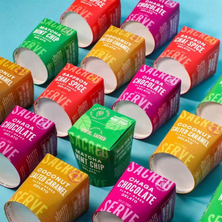 Sacred Serve ice cream packaging design