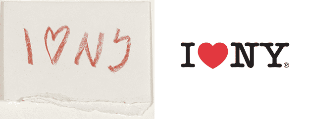I Love New York logo process sketch