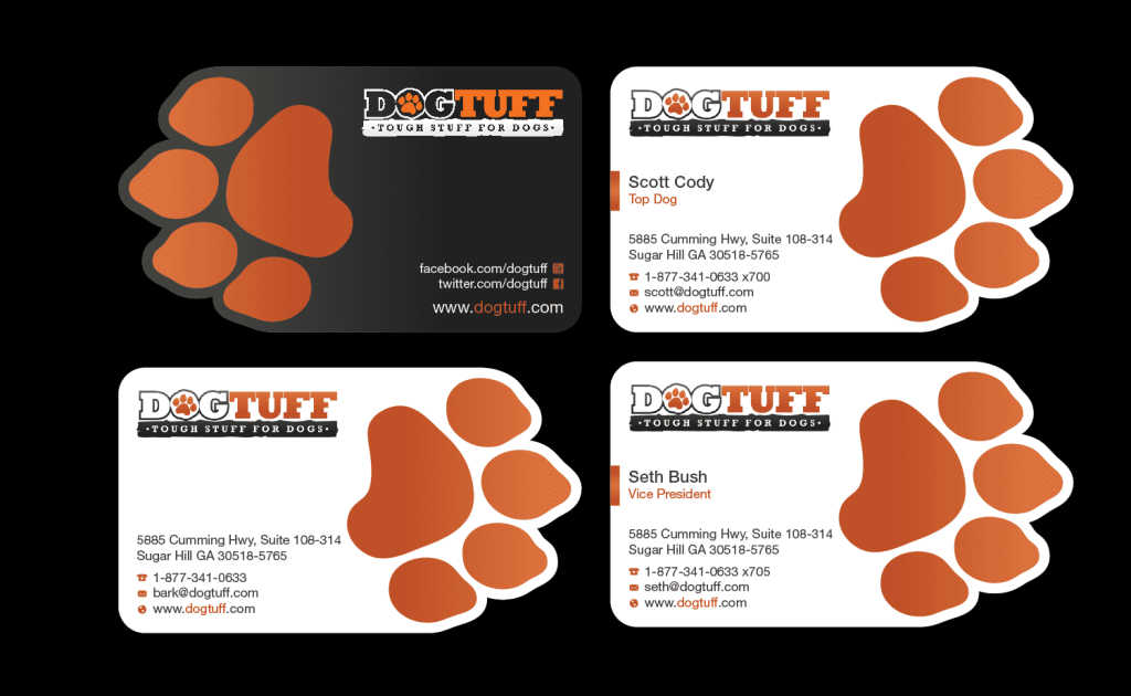 Business card with dog paw.