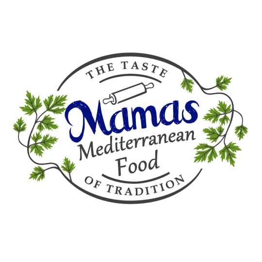 Mama&rsquo;s Mediterranean Food logo with tagline