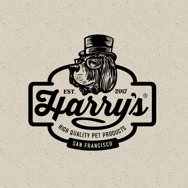vintage dog logo that combines script and sans serif logo fonts