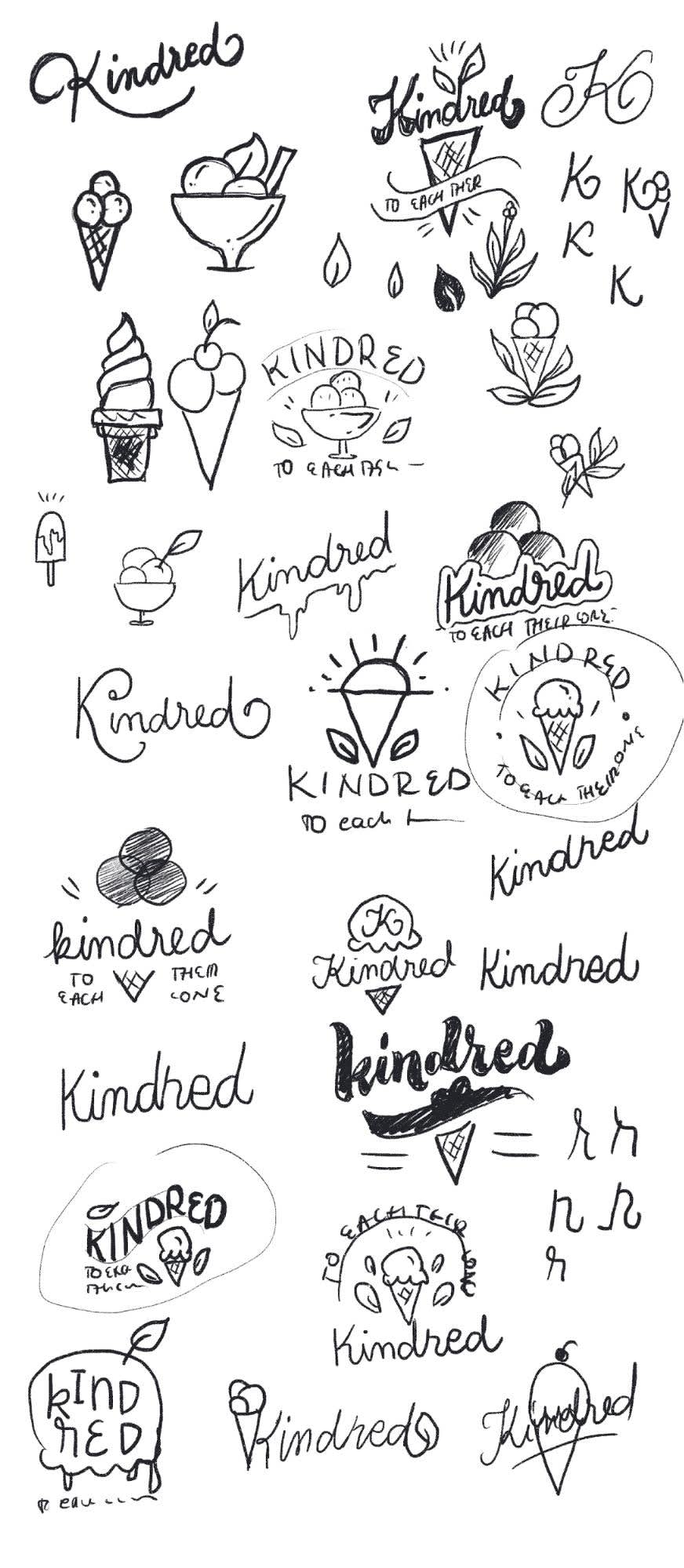 Logo sketches to brainstorm ideas for a small business logo