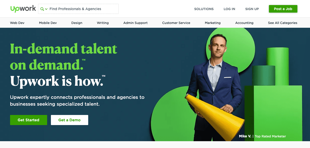 Fiverr alternative: Upwork home page