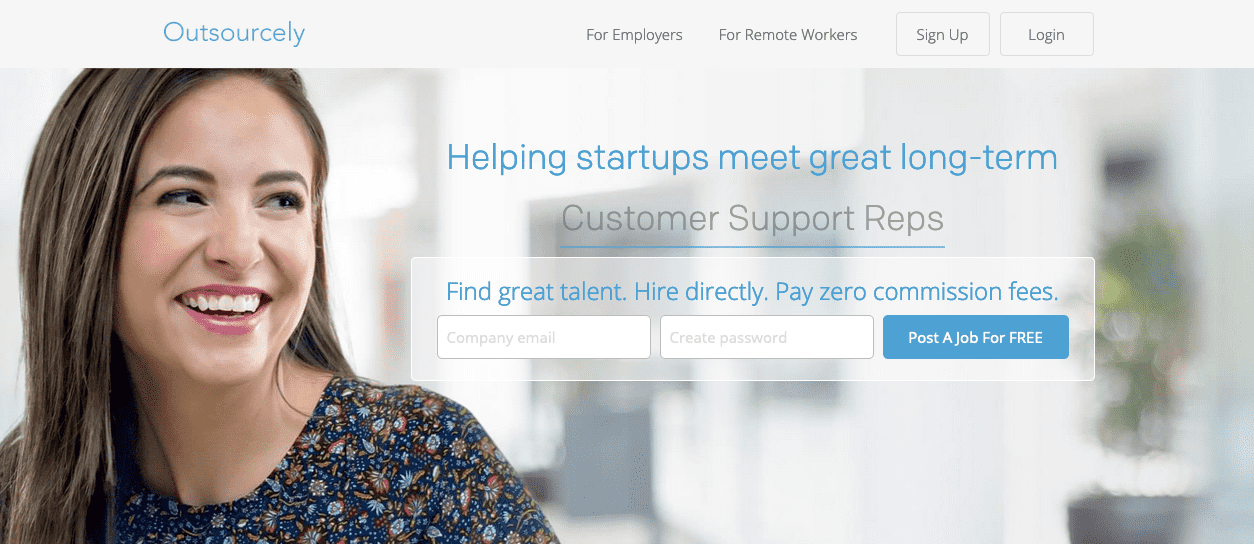 fiverr alternative Outsourcely home page