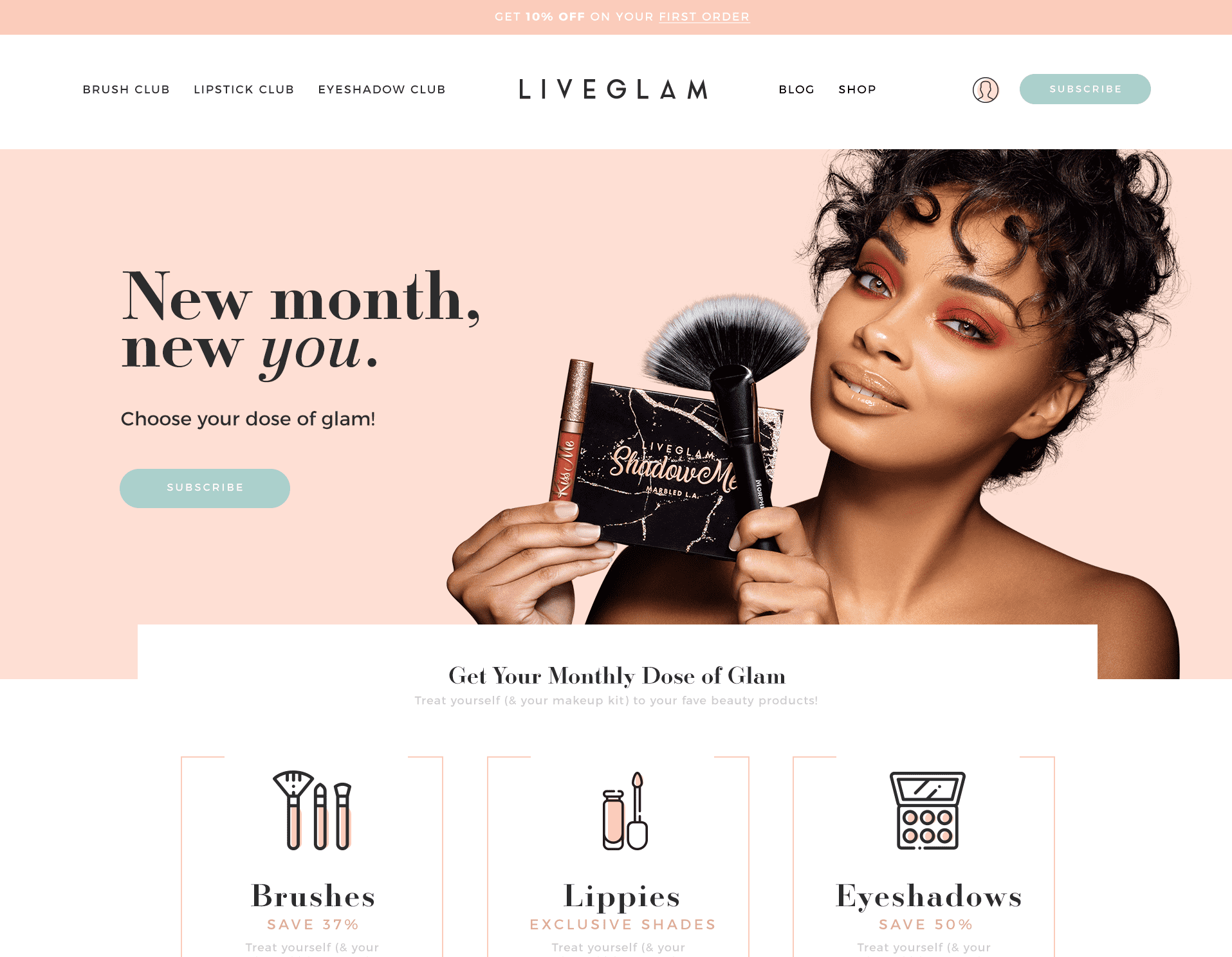 Beautiful modern cosmetics branding web design example