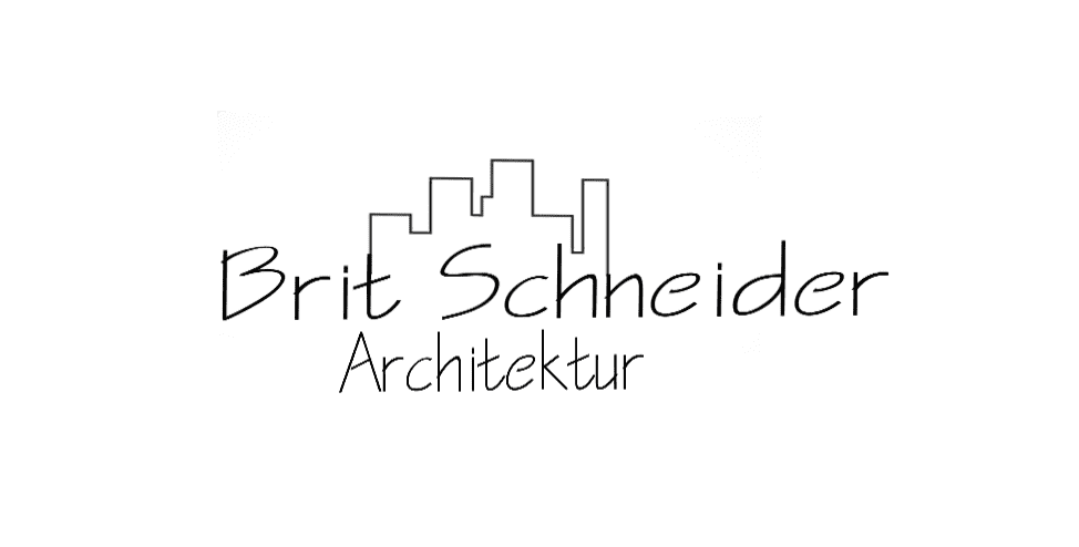 Line drawing logo showing the name &ldquo;Brit Schneider Architektur&rdquo; below a city skyline