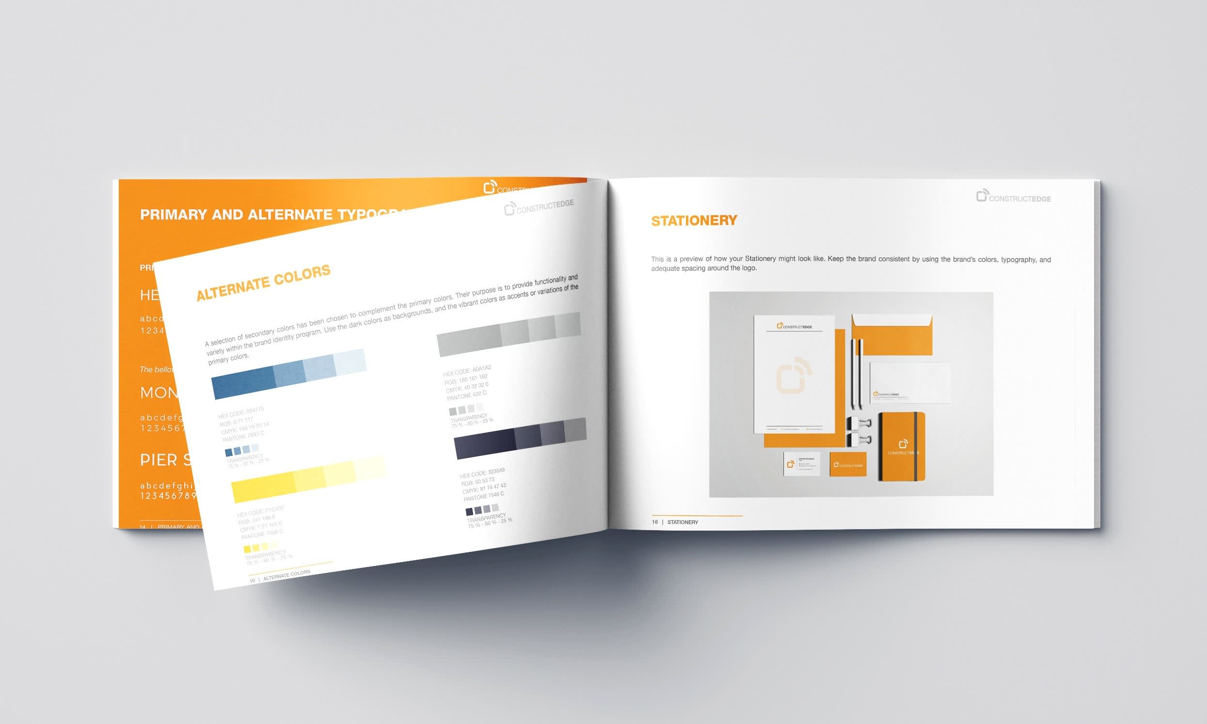  Brand identity guide with an open page