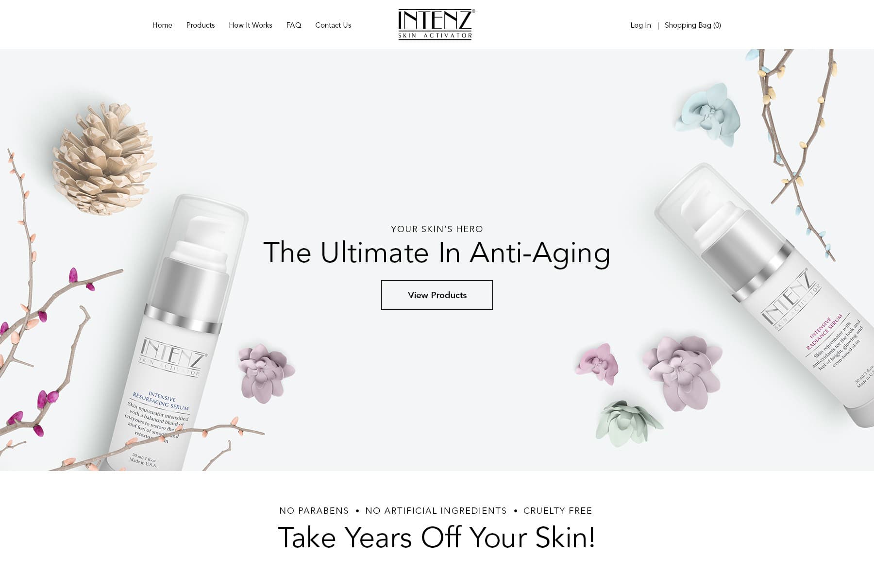 pink and white skincare website
