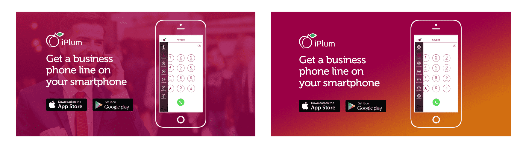 Banner ad design for an app with red and yellow gradients overlaid on a photo
