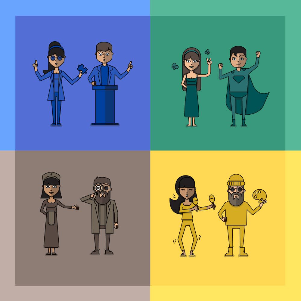 Character illustrations for a personality test