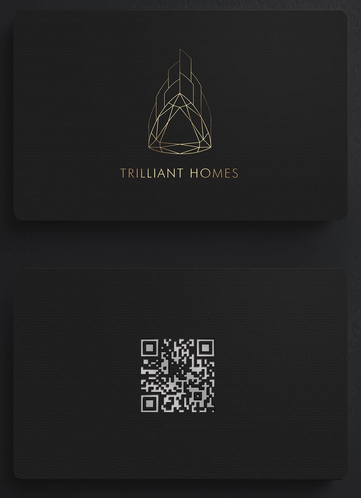 A print business card design with a QR code