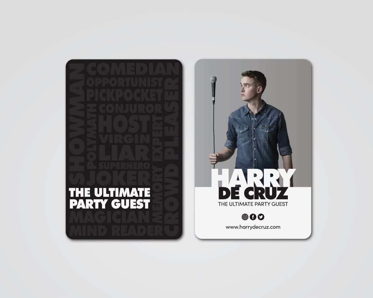 Business card design for a magician entertainer