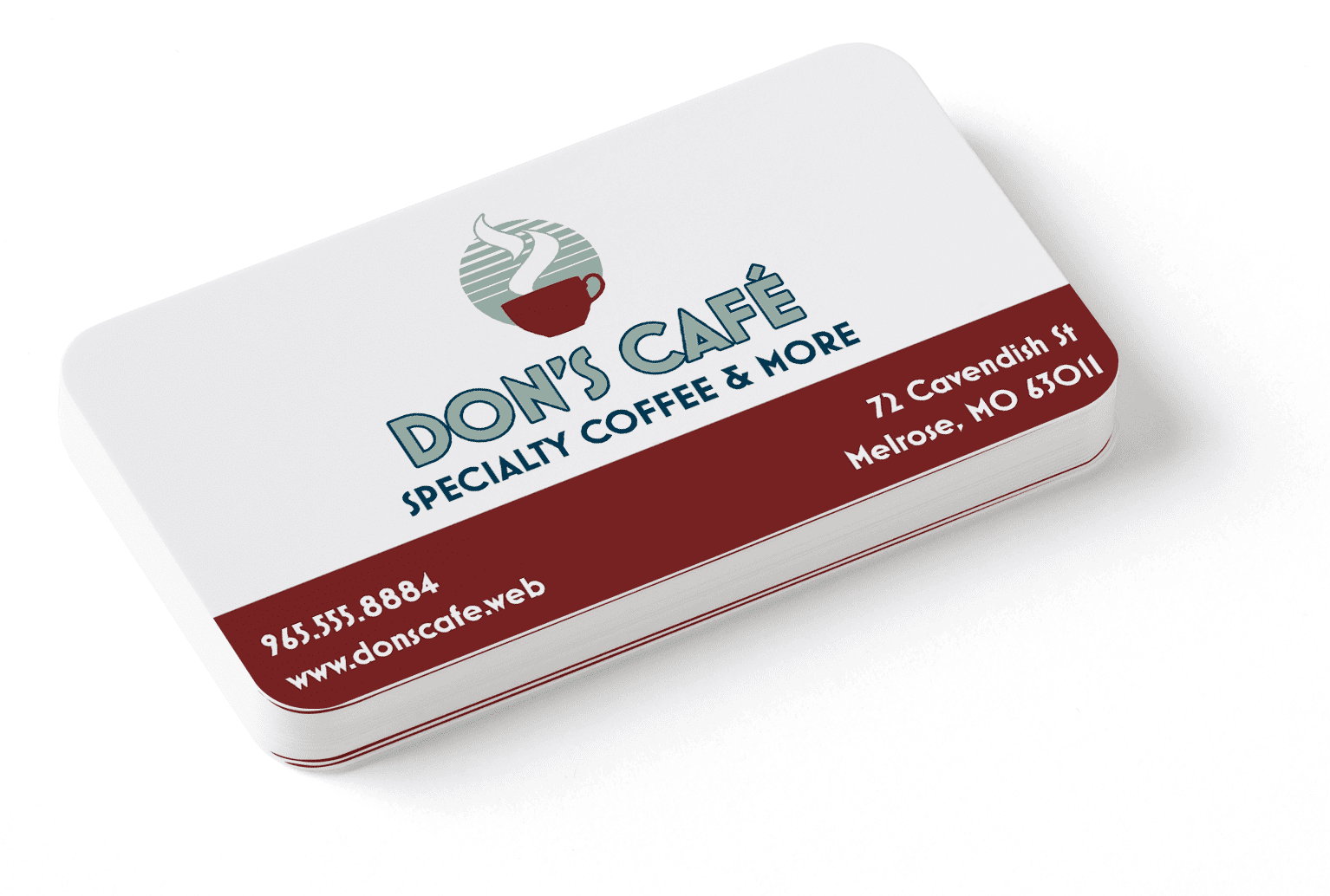 red and white rounded corner business card