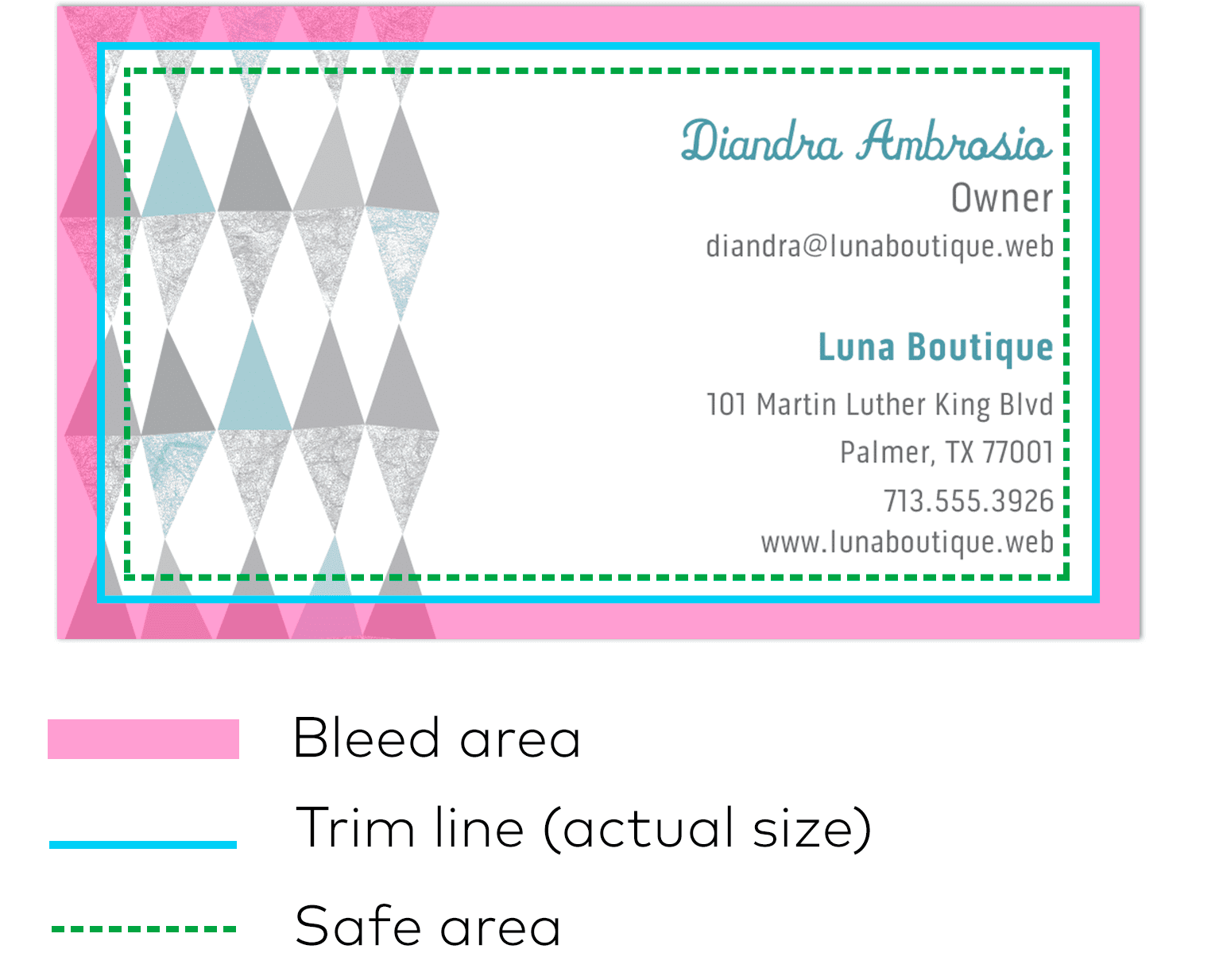business card bleed area and trim line