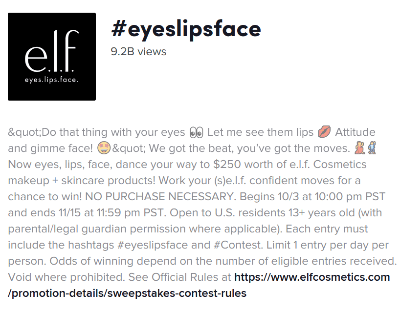 A screenshot of the mechanics for e.l.f.&rsquo;s TikTok challenge