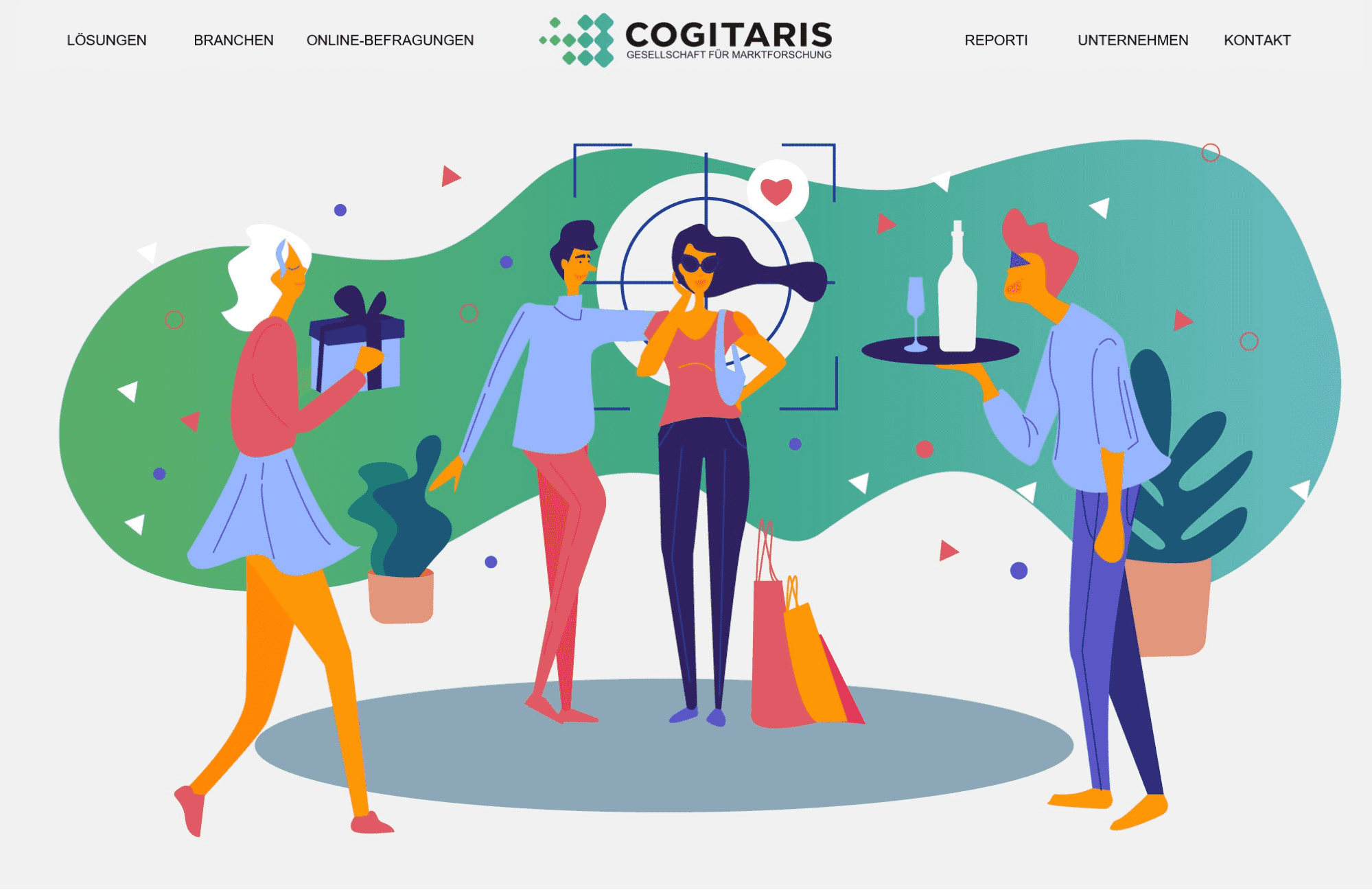  Three people are approaching a woman with shopping bags