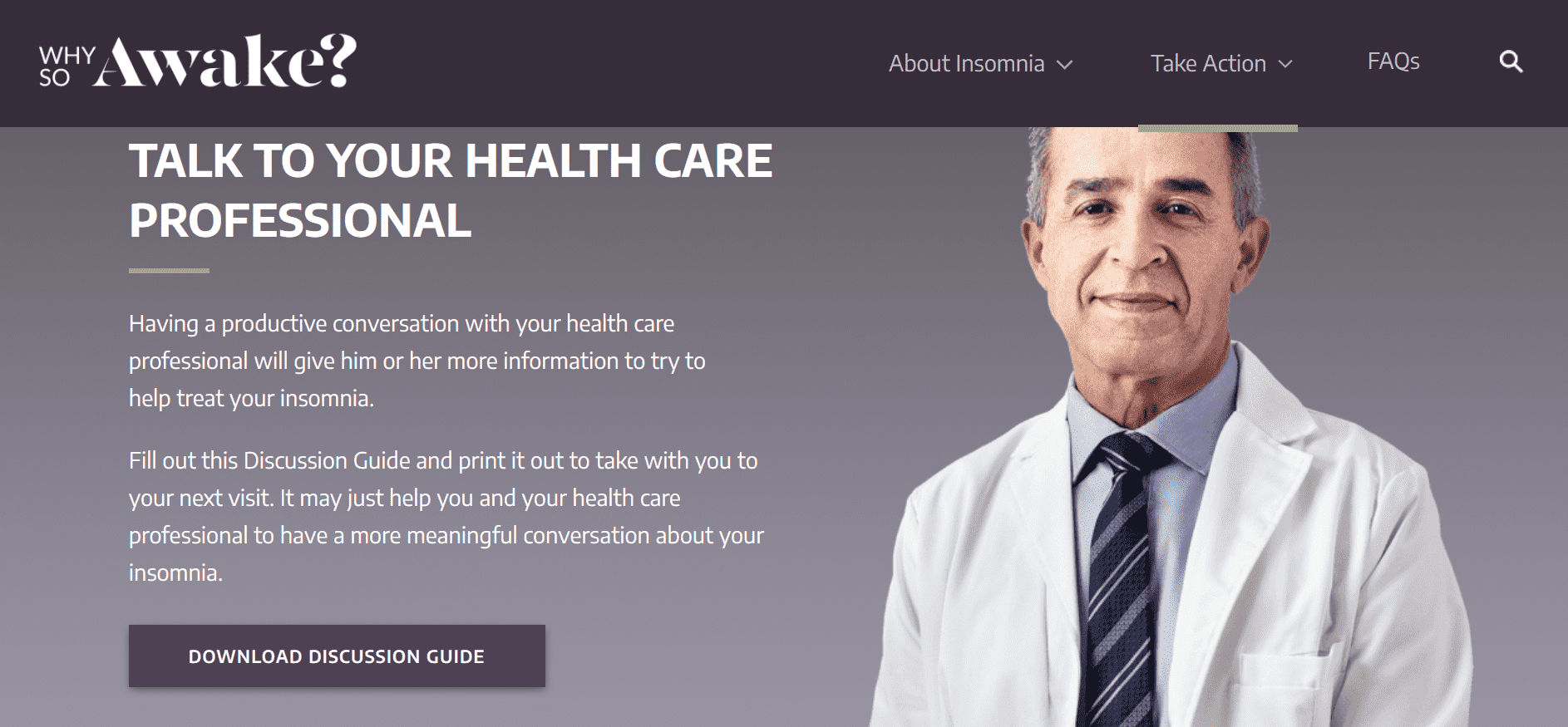 A screenshot of Why So Awake website&rsquo;s Take Action page