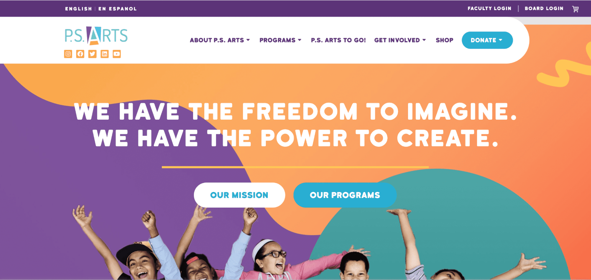 P.S. Arts easy-to-navigate website