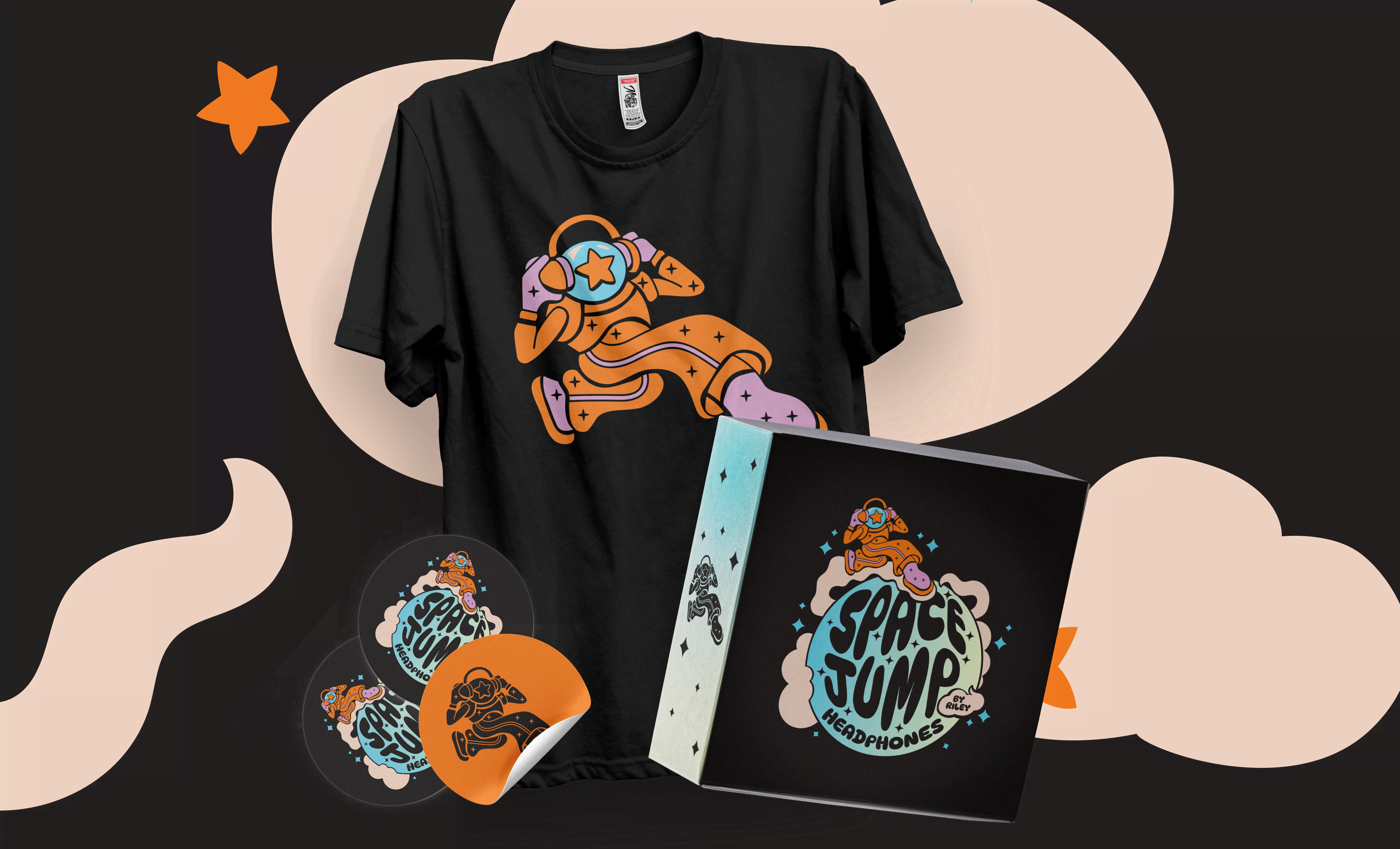 SpaceJump Headphones by Riley logo and branding by gothlux