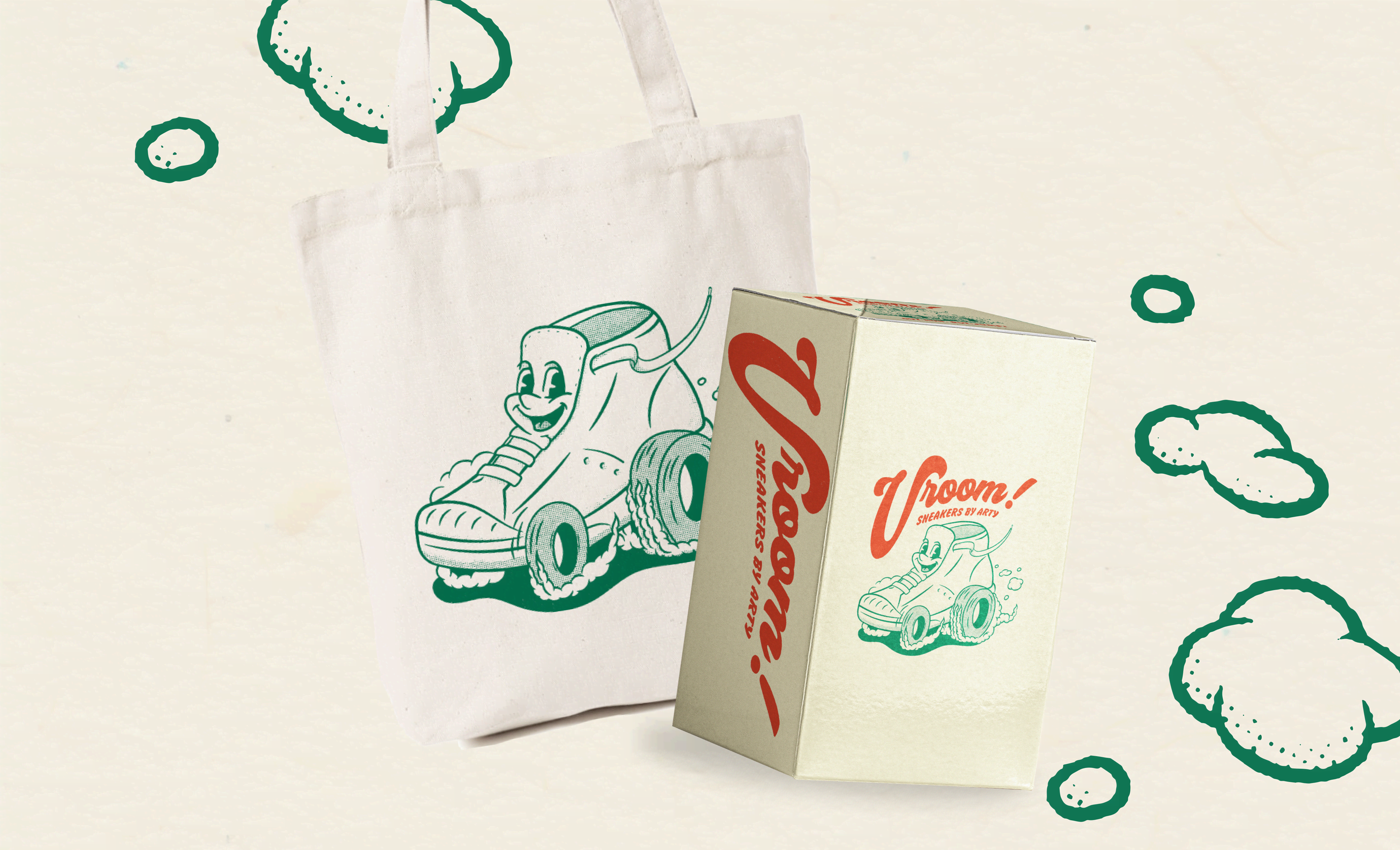 Vroom Sneakers logo and branding by al54