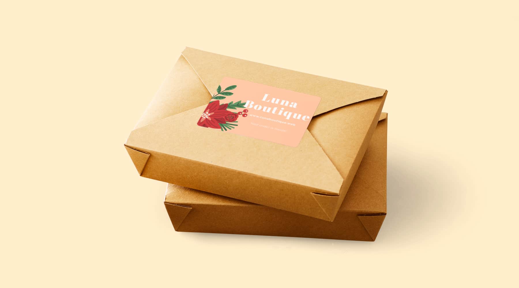 Label for packaging in the Pantone Color of the Year, Peach Fuzz