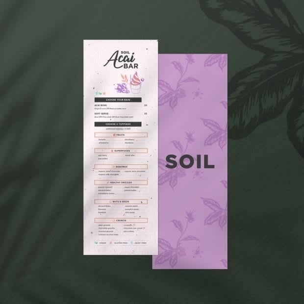 modern acai restaurant menu design