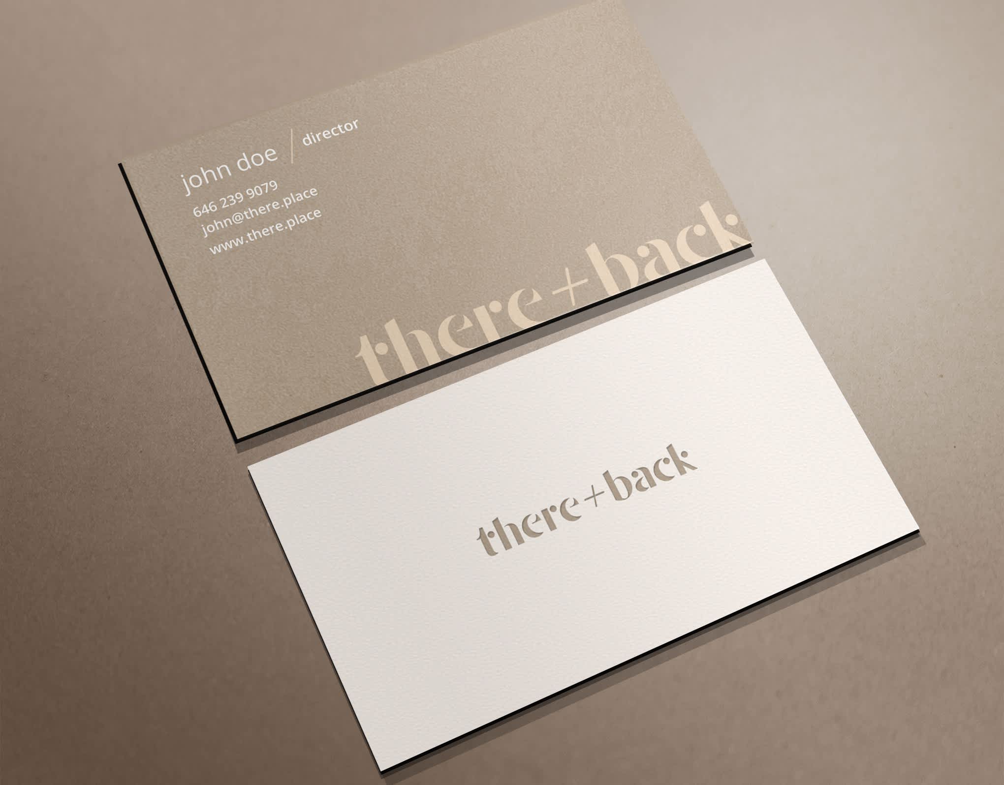 Beige business card with a minimalist color scheme