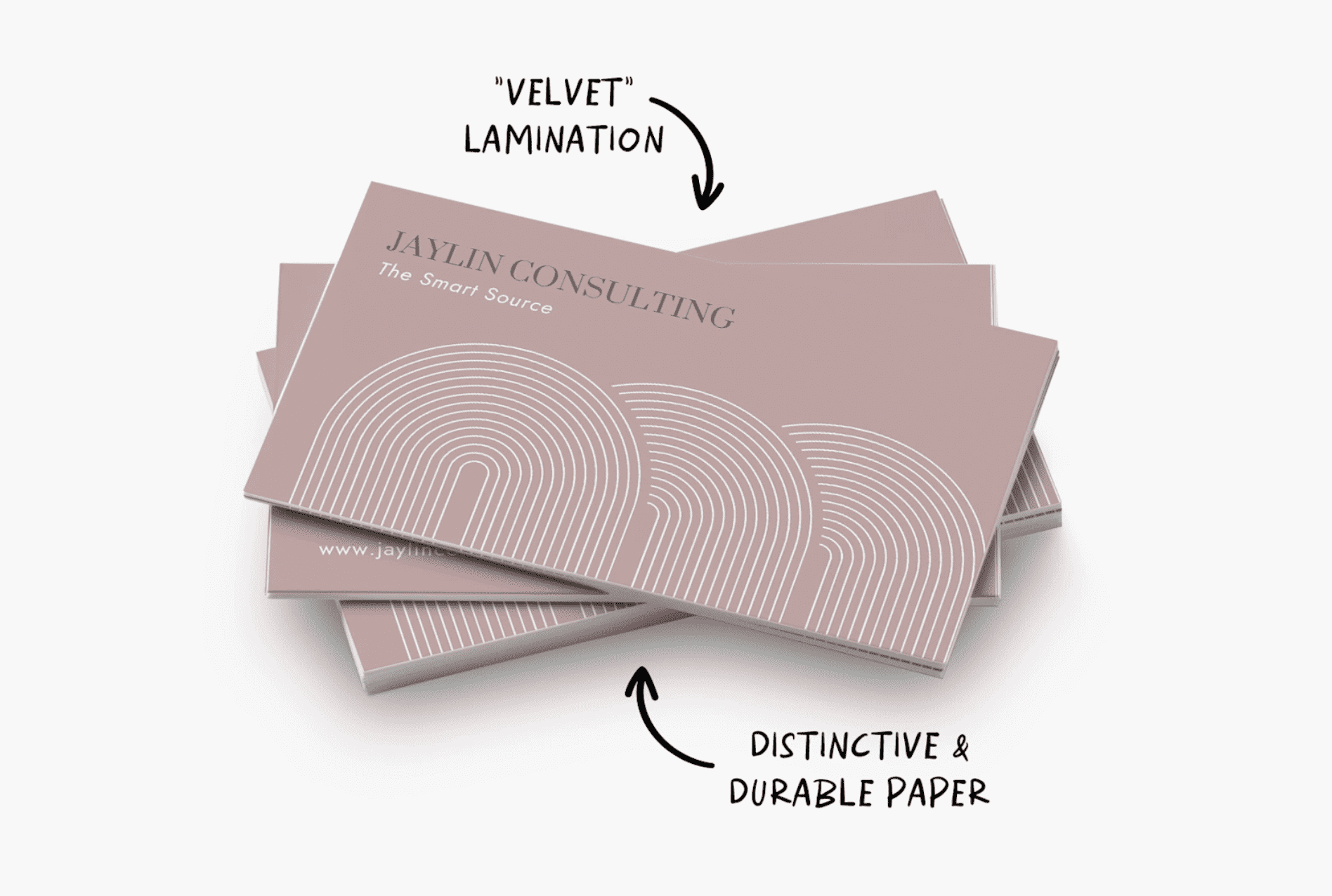 Business card that uses soft touch business card paper stock