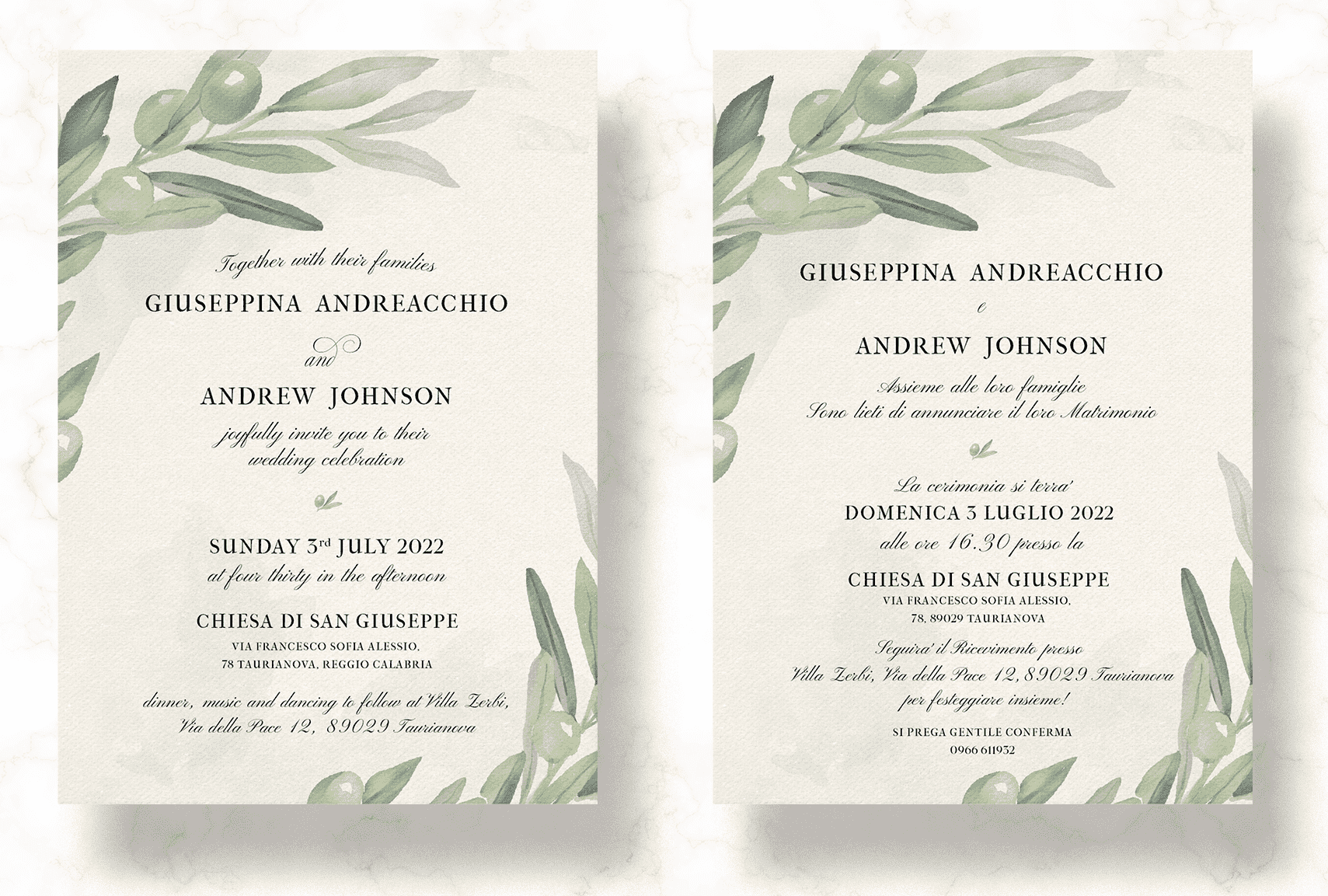 Hand painted water color wedding invitation idea