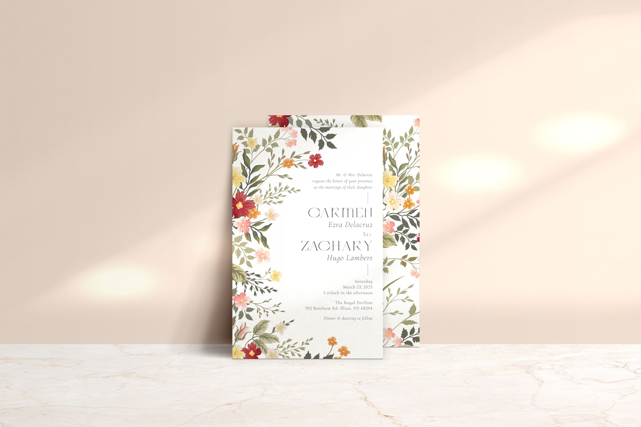 Blooms botanicals wedding invitation template
