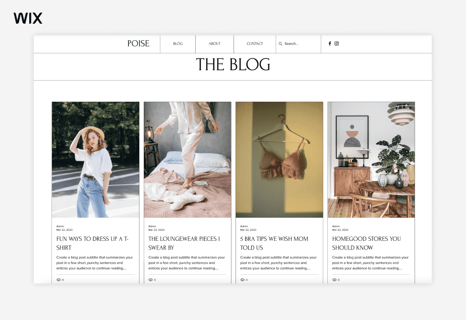 Wix small business blog example