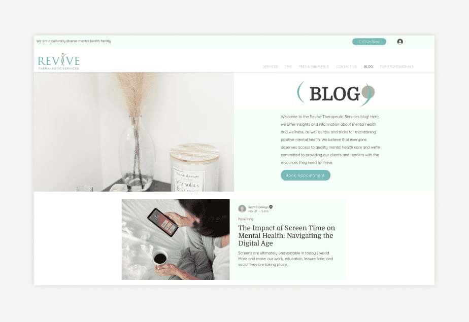 Wix small business blog example