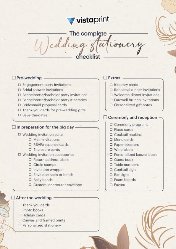 wedding stationery checklist