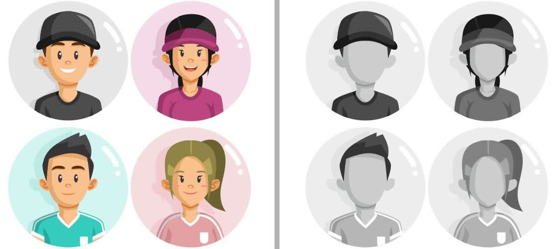 Sports app avatars feature different character expressions