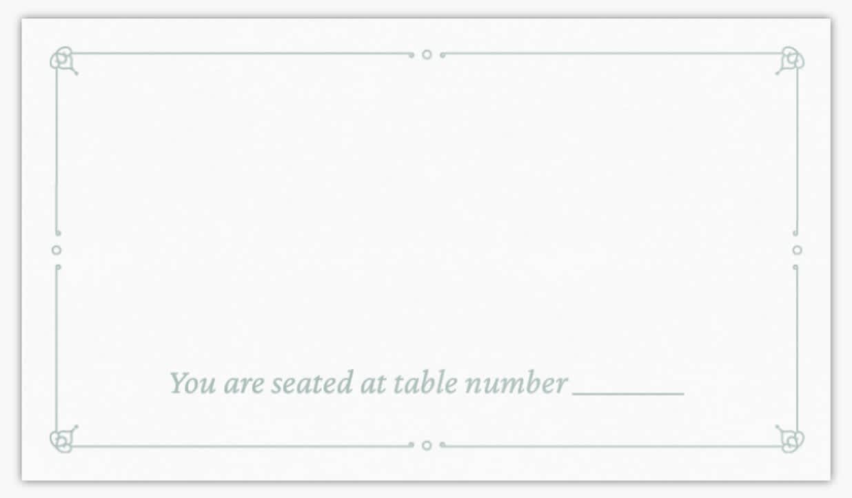  simple white place card with a thin mint green border