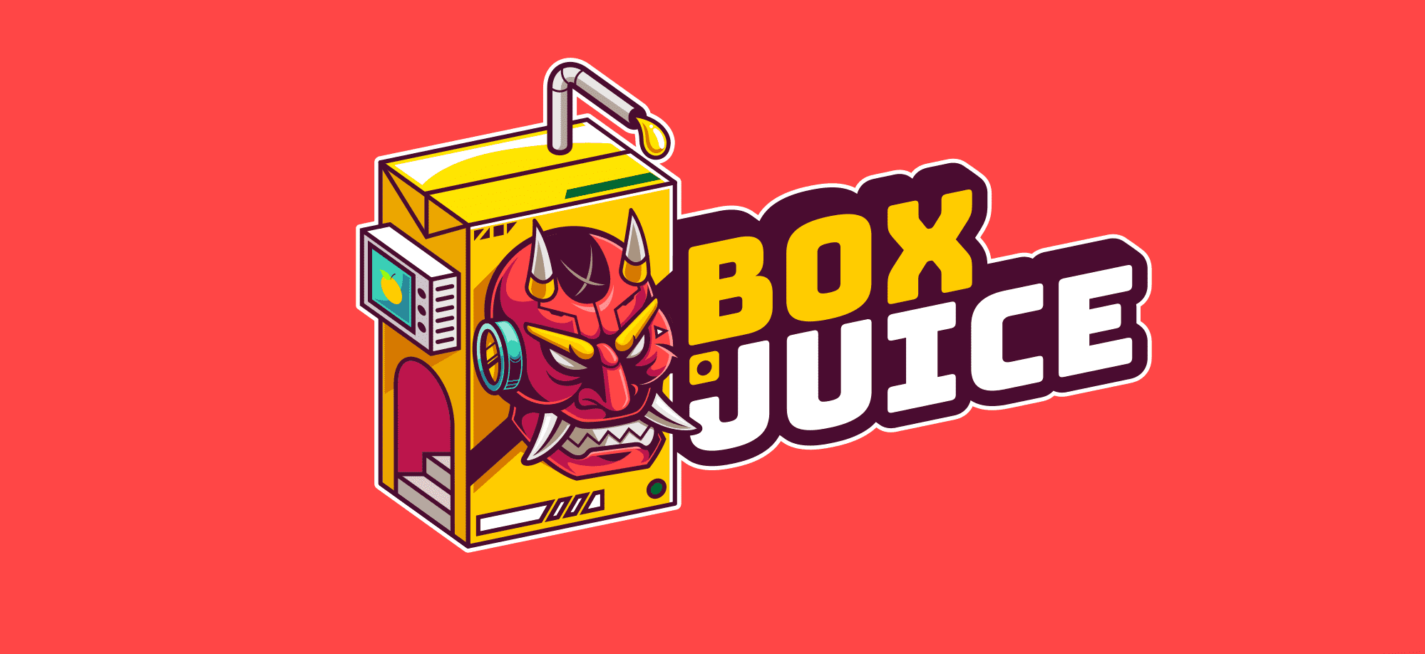 colorful mascot logo for juice carton with monster design