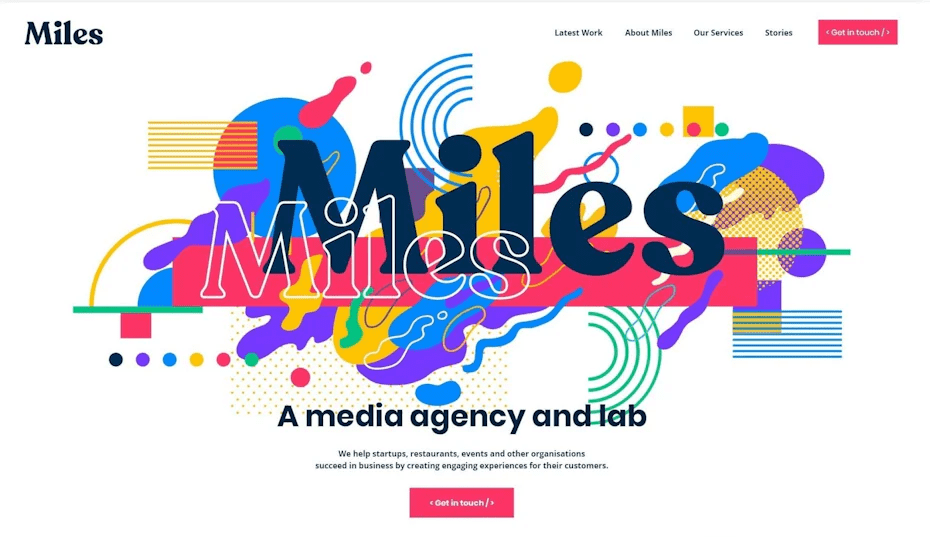 Website design that uses abstract shapes