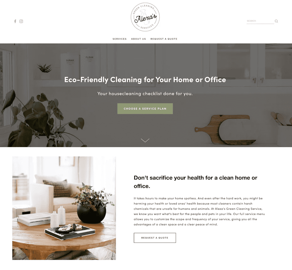 Website design that uses pastel greens and off-white