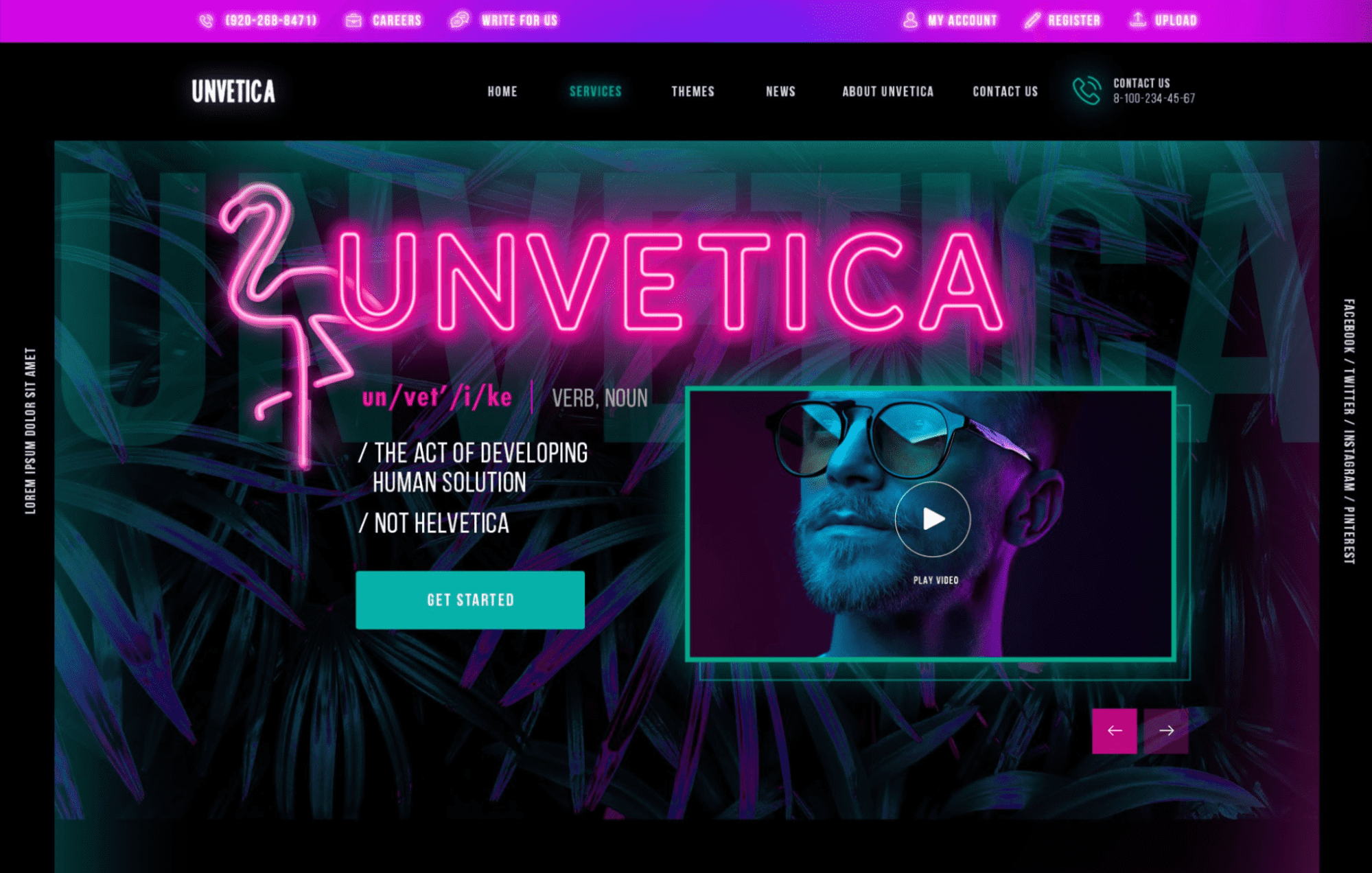 Website redesign that uses neon pinks and bold gradients