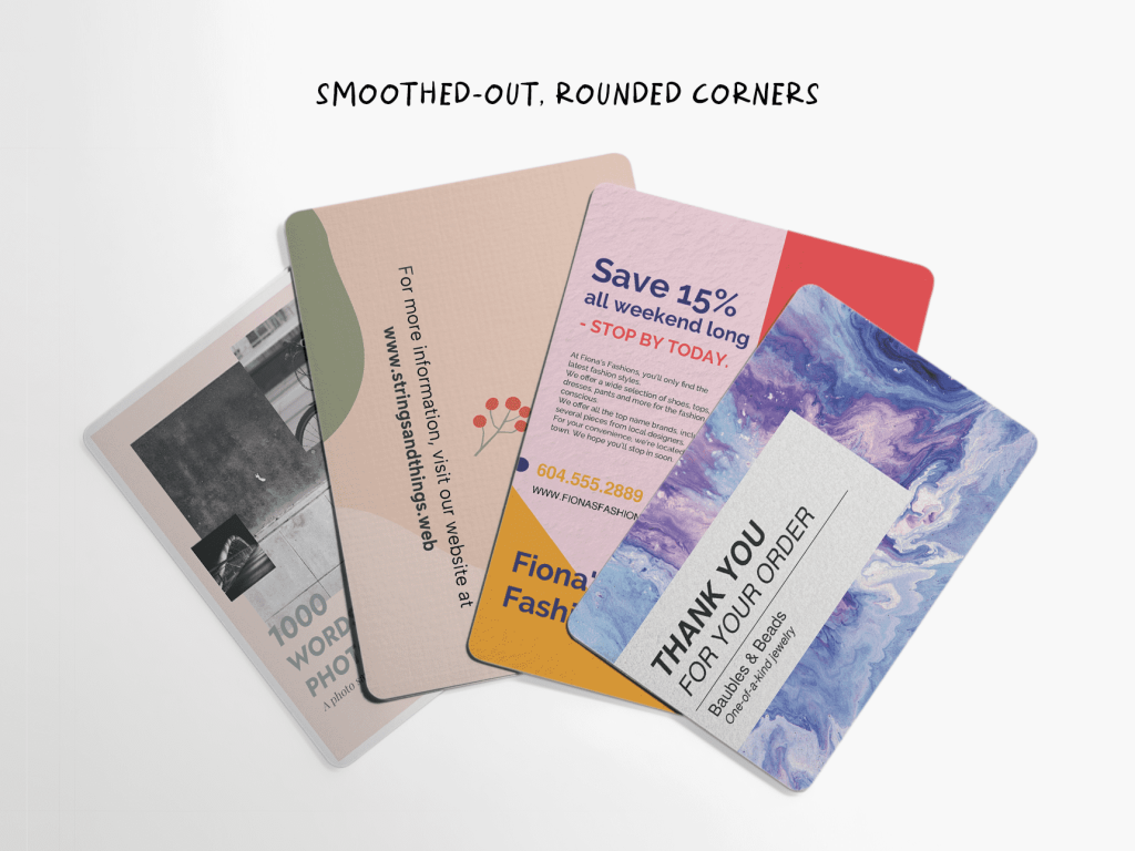 Rounded corner postcards with a matte finish