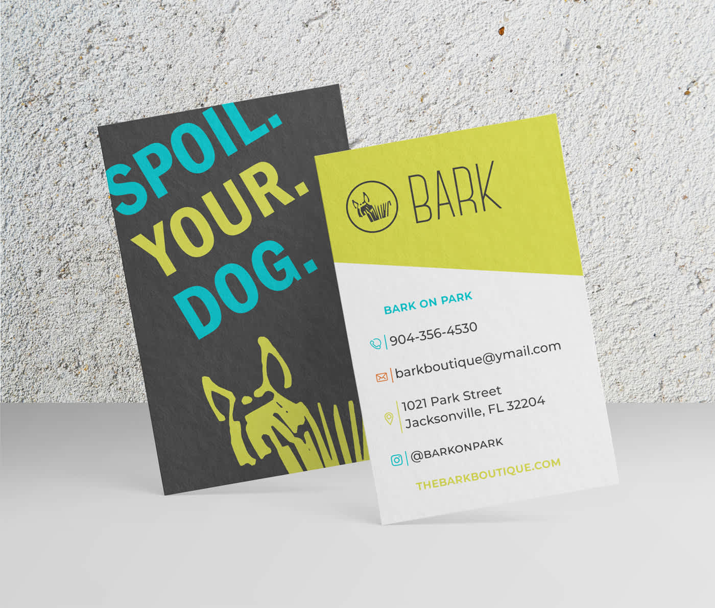 Business card layout for a pet store
