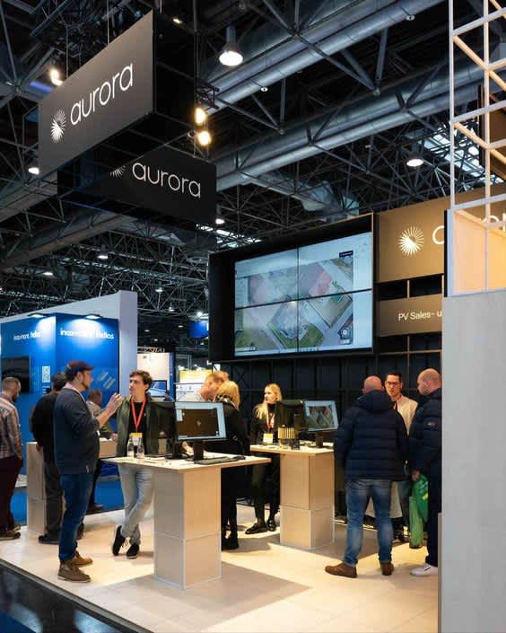 Trade show booth with plenty of screens