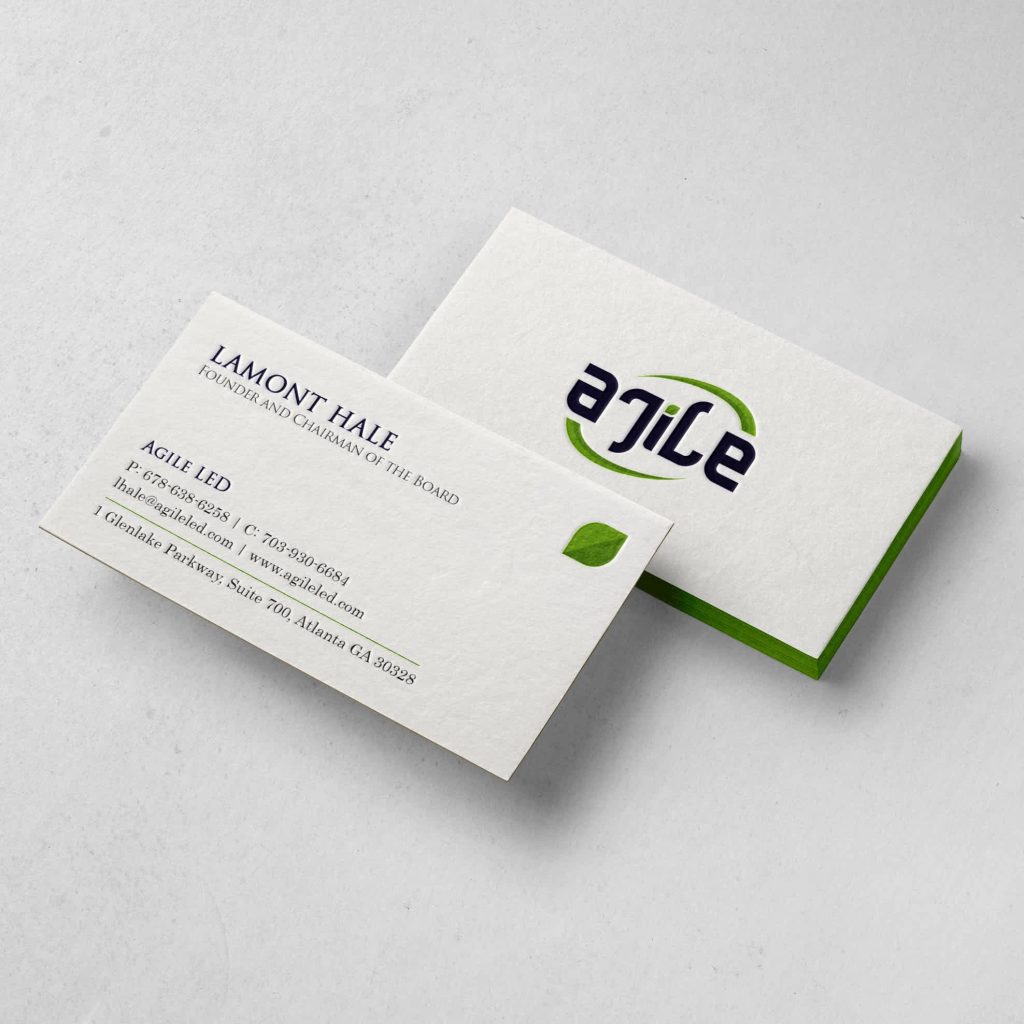 Size and scale of different elements on a business card