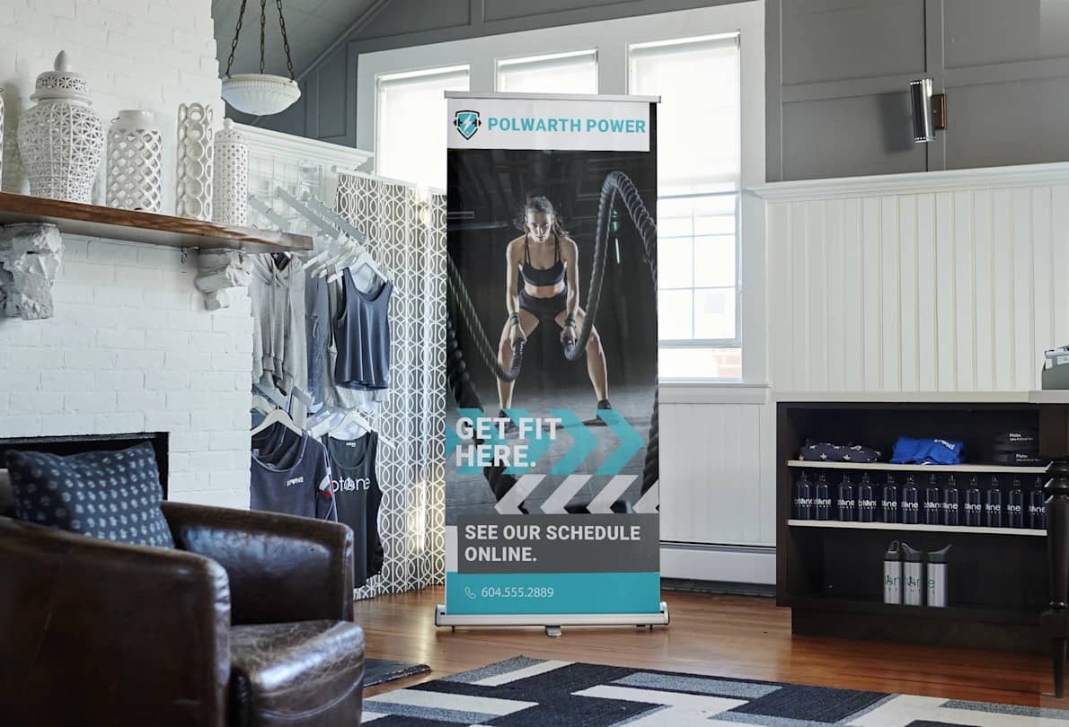 Vertical banner at a trade show