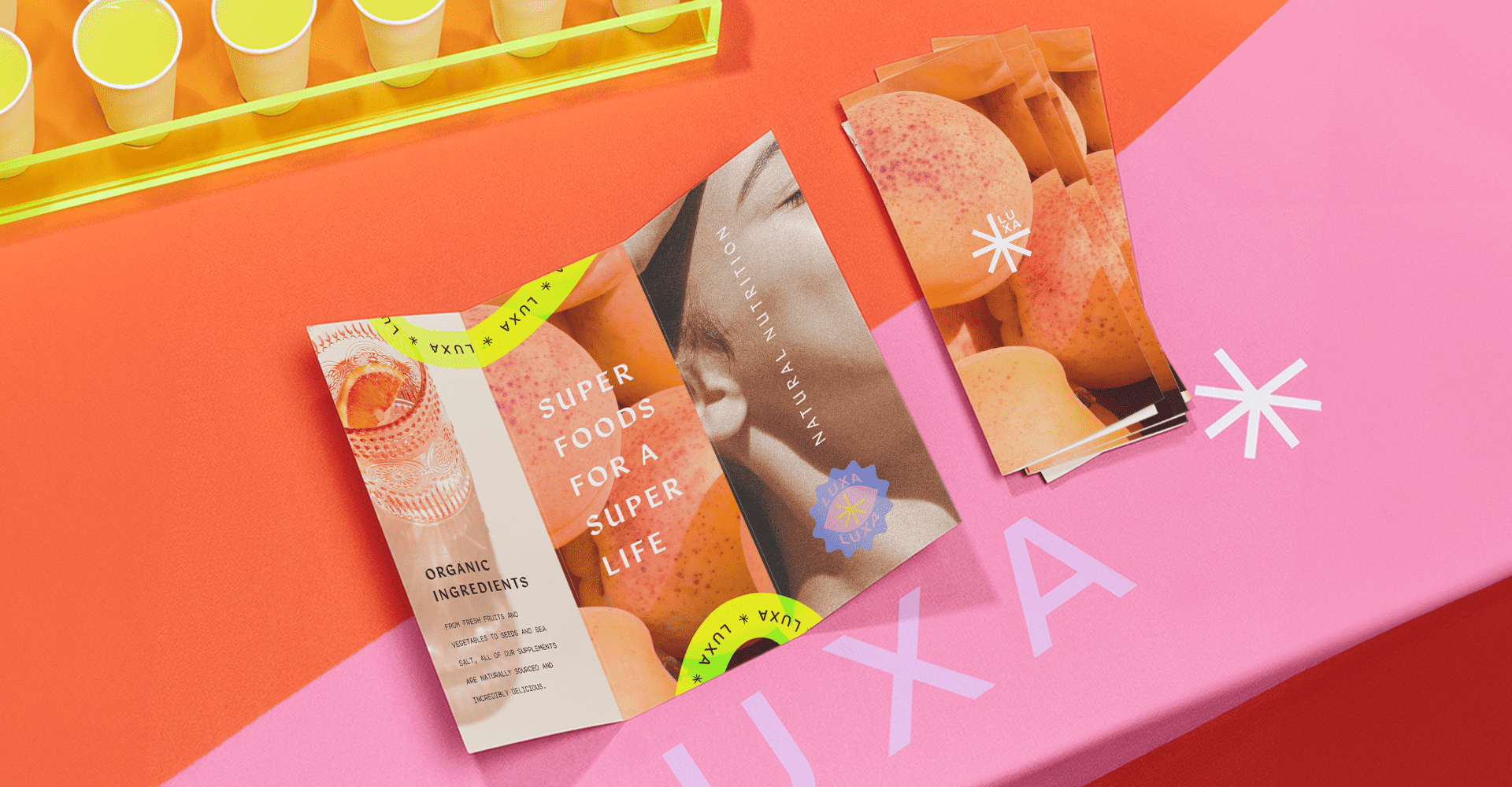 Brochure on trade show booth table