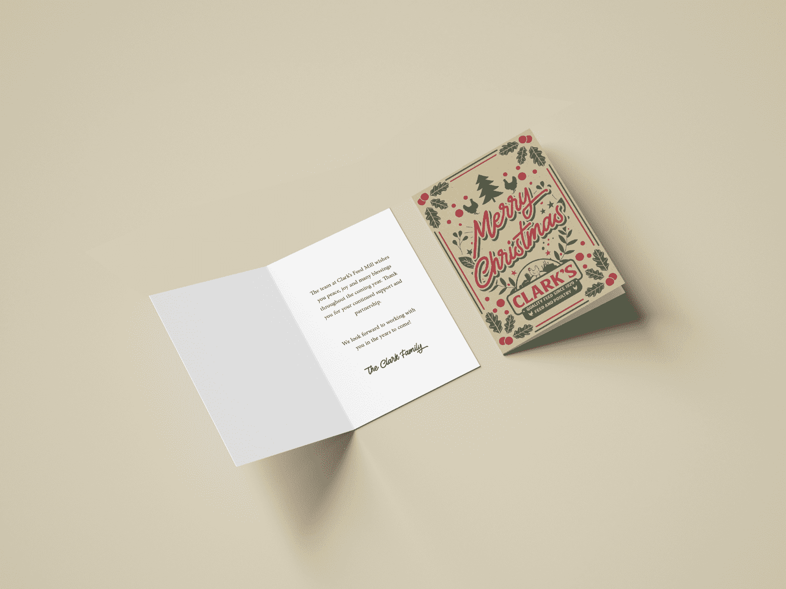 A Christmas card with Christmas wishes for customers