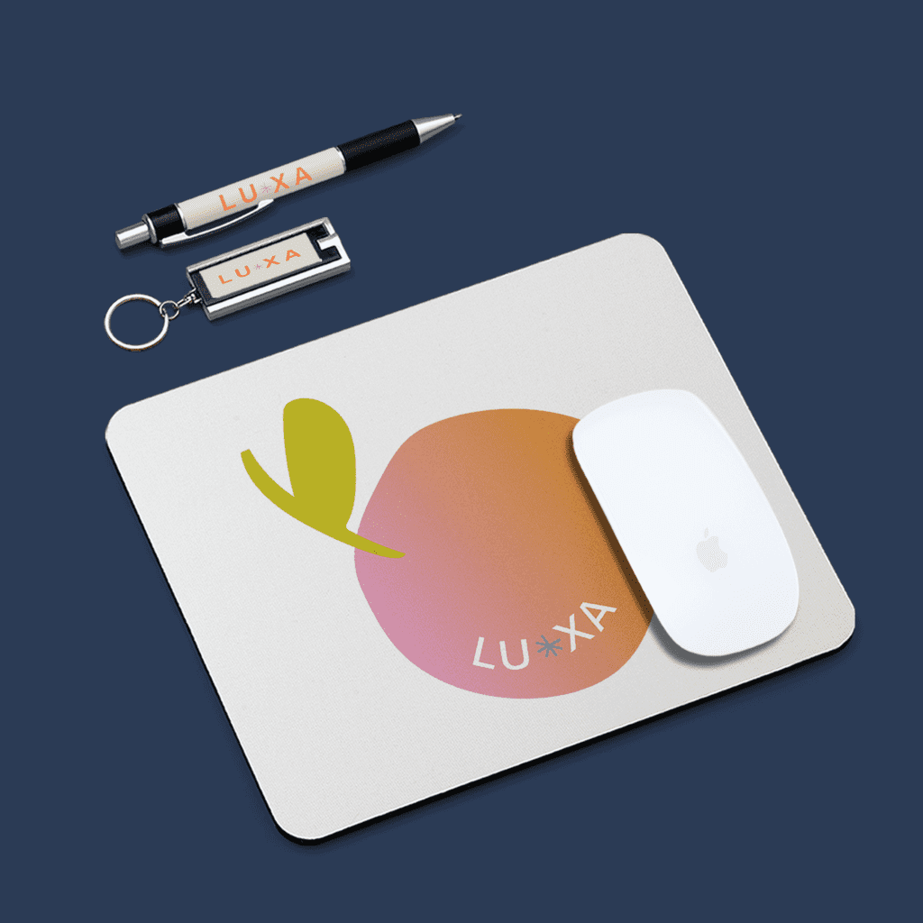 Branded pen, keychain and mouse mat graduation gift idea