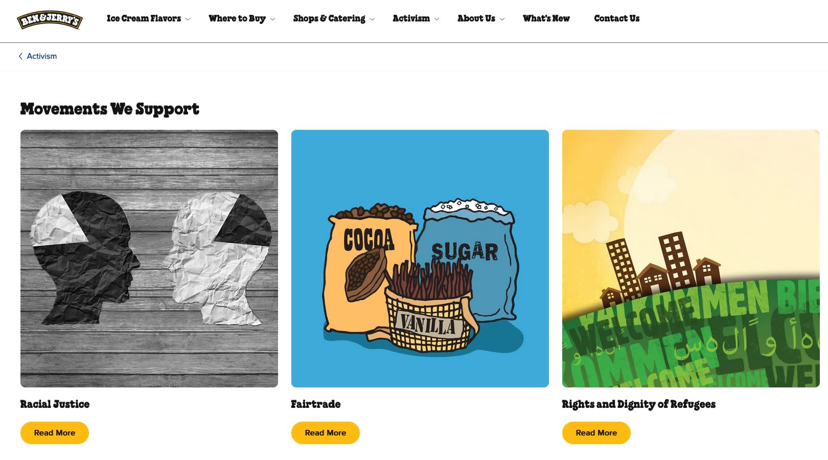 The movements Ben&Jerry&rsquo;s support highlighted on their website