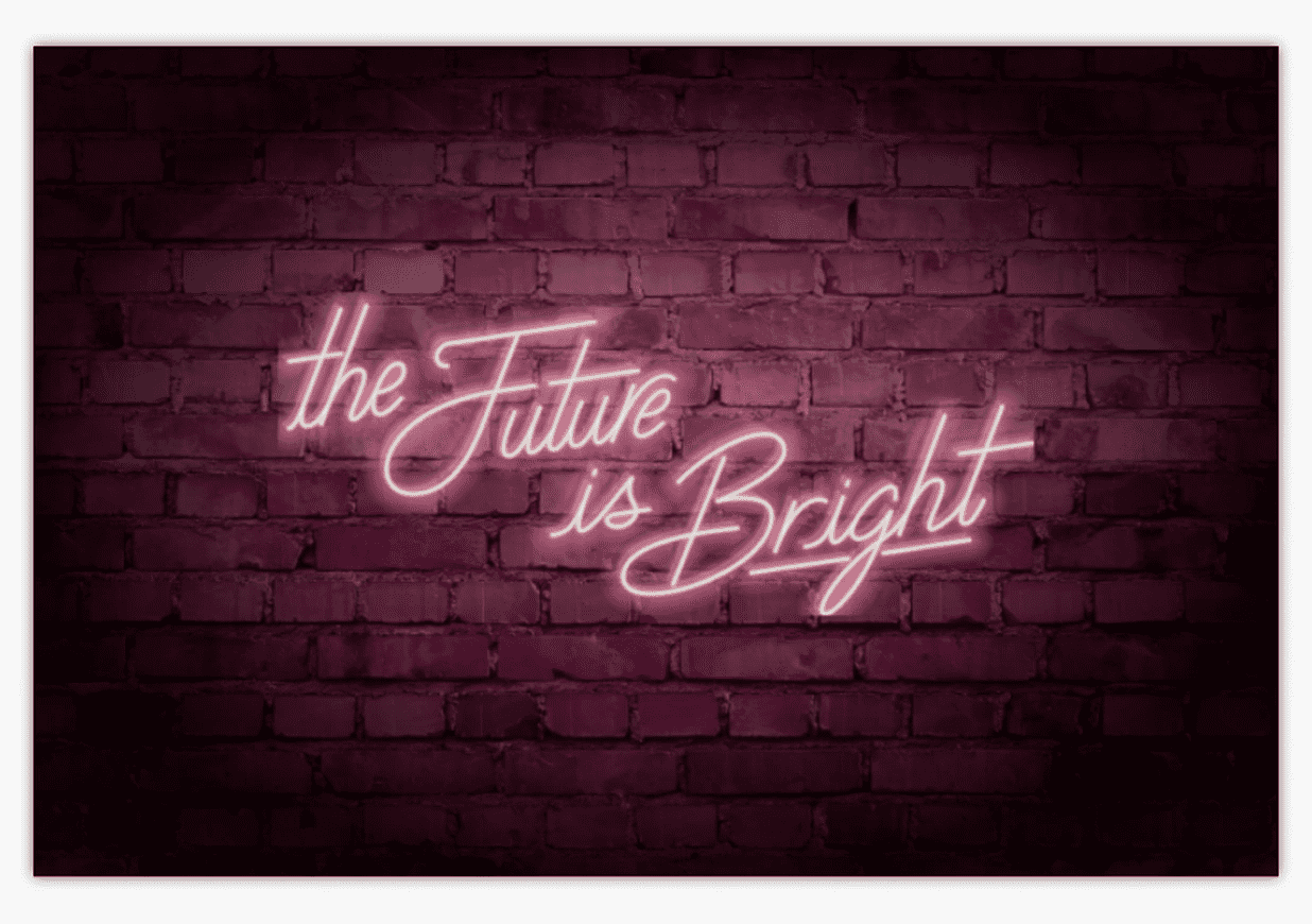 Canvas print graduation gift that says "The Future is Bright" in neon lighting